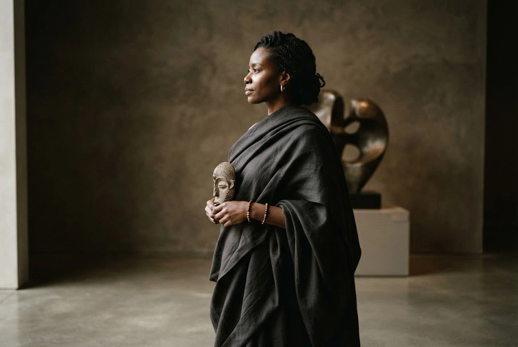 Fine-art representation of Black identity and the human form in a gallery-style setting