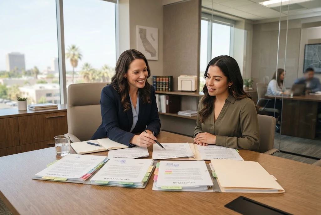 GM Legal Services attorney reviewing legal documents with a client
